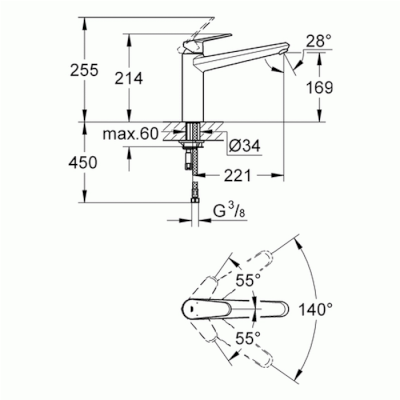 Eurodisc Cosmopolitan Single-Lever Sink Mixer