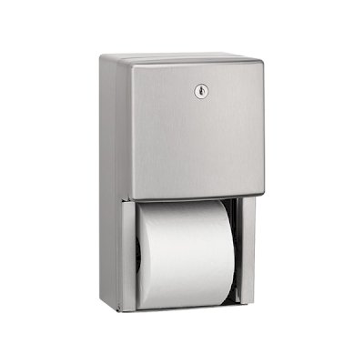 TOILET PAPER DISPENSER, DOUBLE, ST. STEEL, SATIN