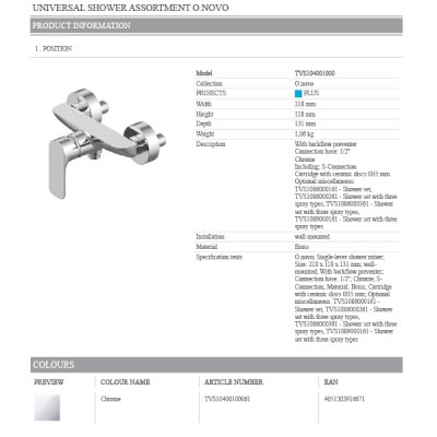 O.Novo Single Lever Shower Mixer