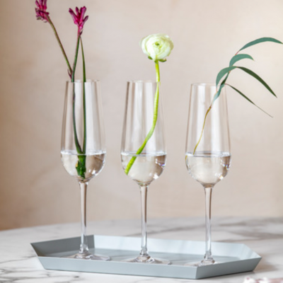 Rose Garden Champagne Flute Set 4pcs