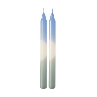 Like Home Taper candle dip dye ice,  sage,  2 pcs