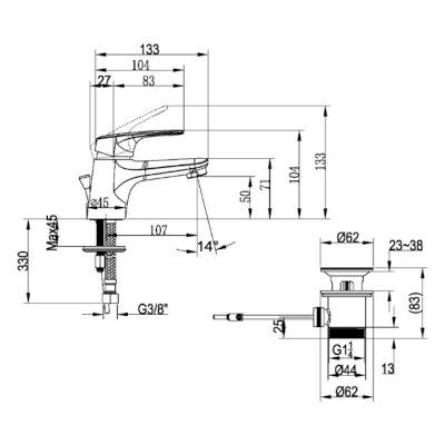 O.Novo Start S-Size Single Lever Basin Mixer