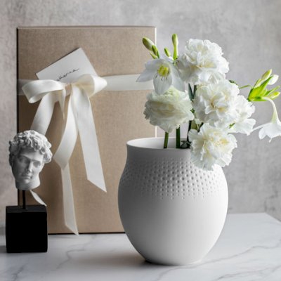 Manufacture Collier Blanc Vase Perle Large 16.5x16.5x17.5cm