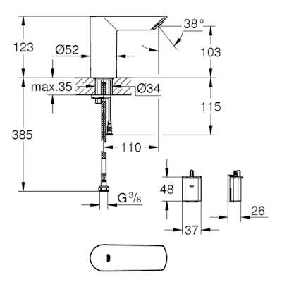 Bau Cosmopolitan E Infra-Red Electronic Basin Tap