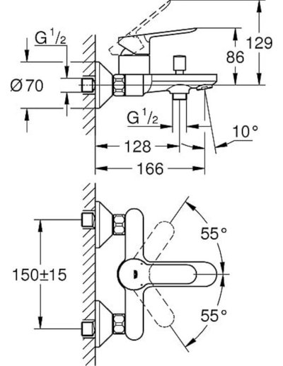 BauEdge Single Lever Bath Mixer