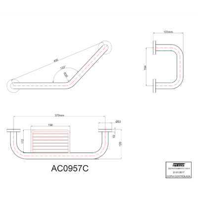 Chrome-Plated Brass Grab Bar with Soap Dish