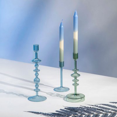 Like Home Taper candle dip dye ice,  sage,  2 pcs