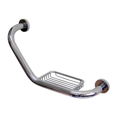 Chrome-Plated Brass Grab Bar with Soap Dish