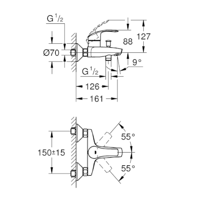 Eurosmart Single Lever Bath Mixer