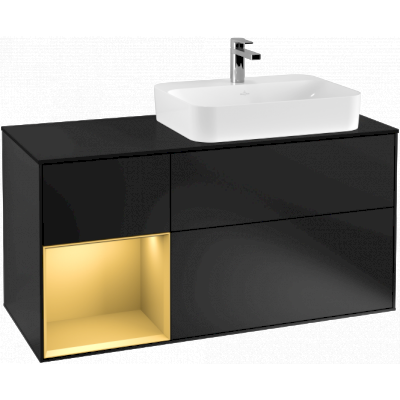 Finion Vanity Unit for Washbasin on Right and Left white Shelf