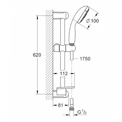 Tempesta 100 Shower Rail Set
