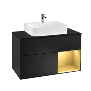 Finion Vanity Unit for Washbasin with Right Gold Shelf