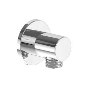Universal Showers Round Wall Outlet for Hose in Brushed Chrome