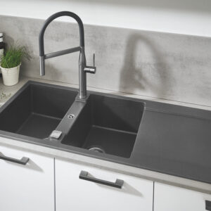 K500 Composite Sink with Drainer - Double bowl with arm